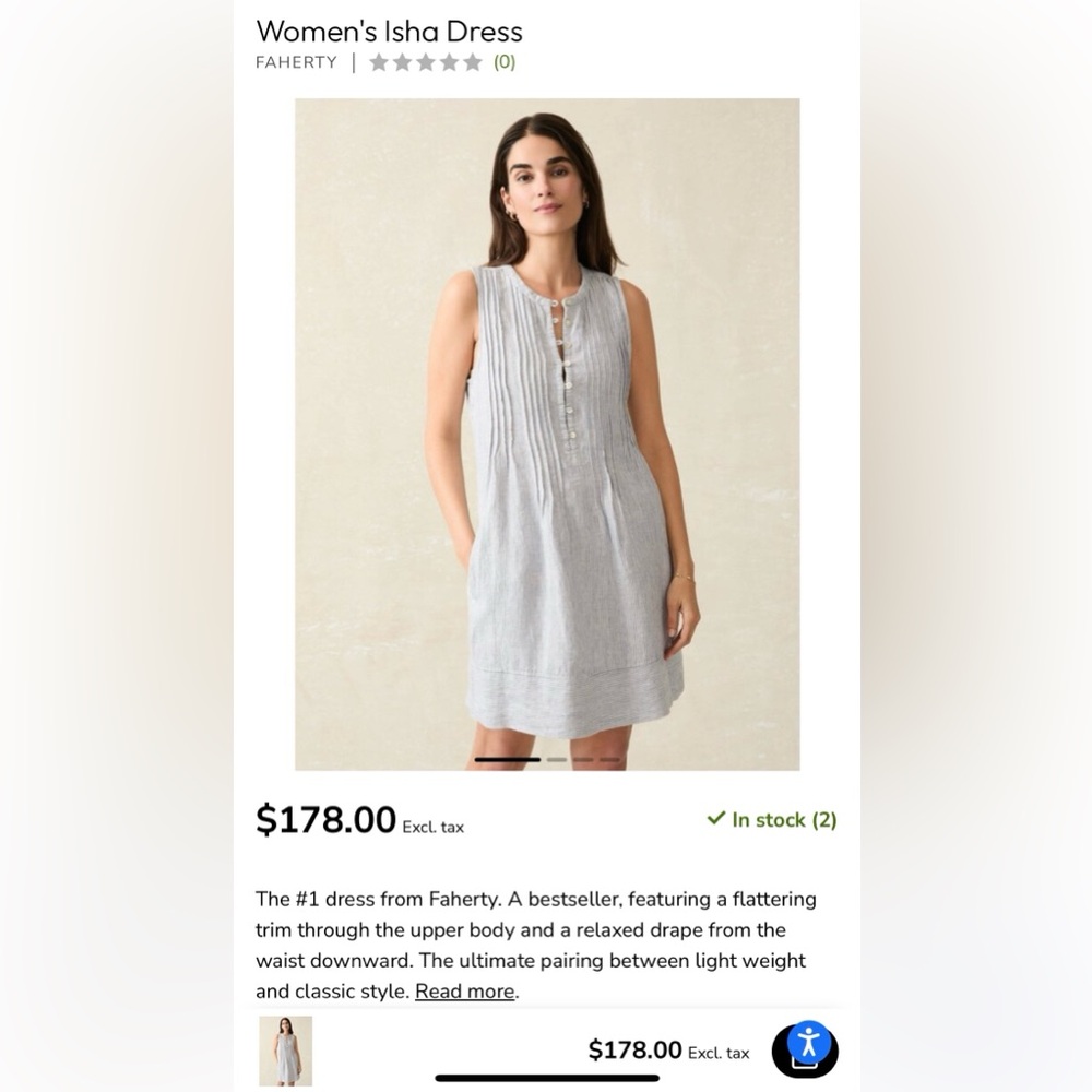 Faherty Isha Linen mini Dress size M
